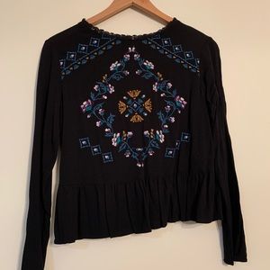 Black Embroidered Blouse